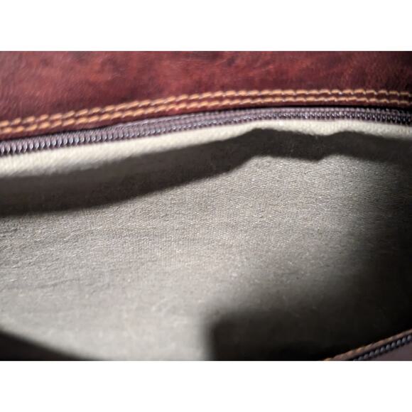 Brown No Fabric Content Canvas Lined Shoulder Strap Brief Bag - Picture 10 of 15